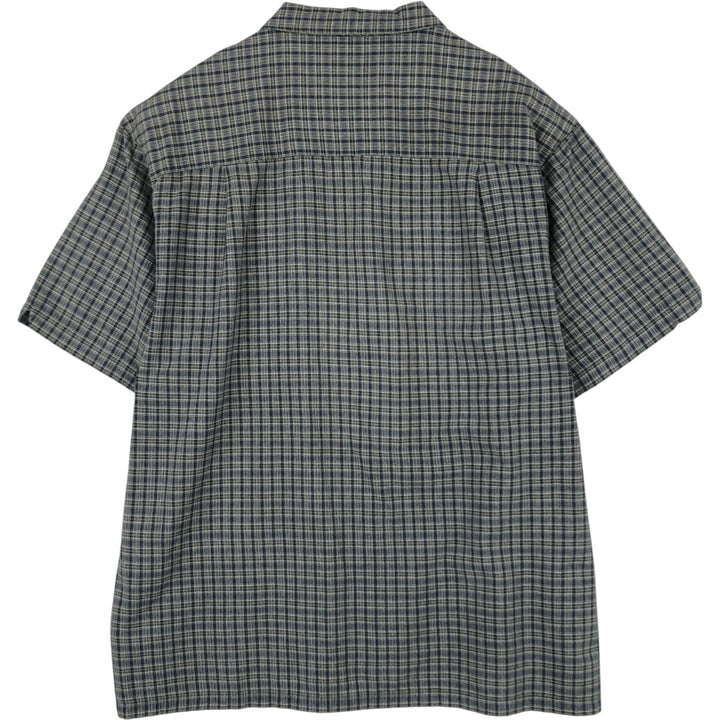 90'S Columbia Short-Sleeve Cotton Check Shirt, Boxy Shirt, Men's Size XL (Equivalent), Vintage cotton navy blue type Vintage Second Hand