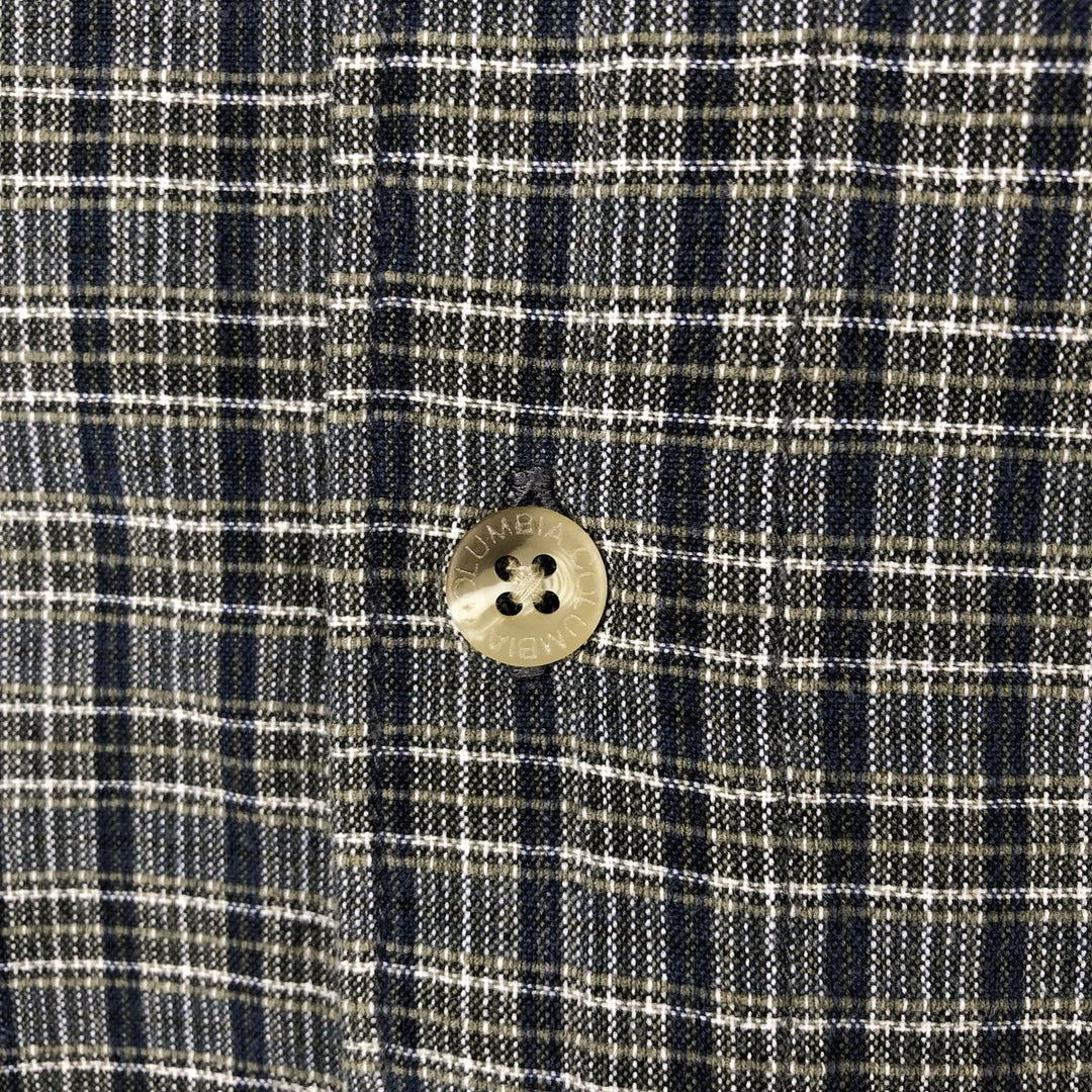 90'S Columbia Short-Sleeve Cotton Check Shirt, Boxy Shirt, Men's Size XL (Equivalent), Vintage cotton navy blue type Vintage Second Hand