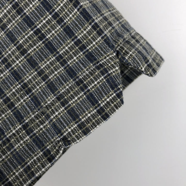 90'S Columbia Short-Sleeve Cotton Check Shirt, Boxy Shirt, Men's Size XL (Equivalent), Vintage cotton navy blue type Vintage Second Hand