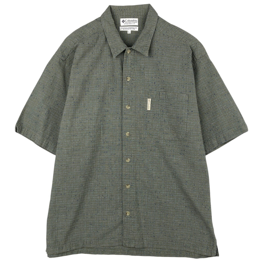 2000'S Columbia Short Sleeve Cotton Check Box Shirt, Men's Size L cotton green type Vintage Second Hand