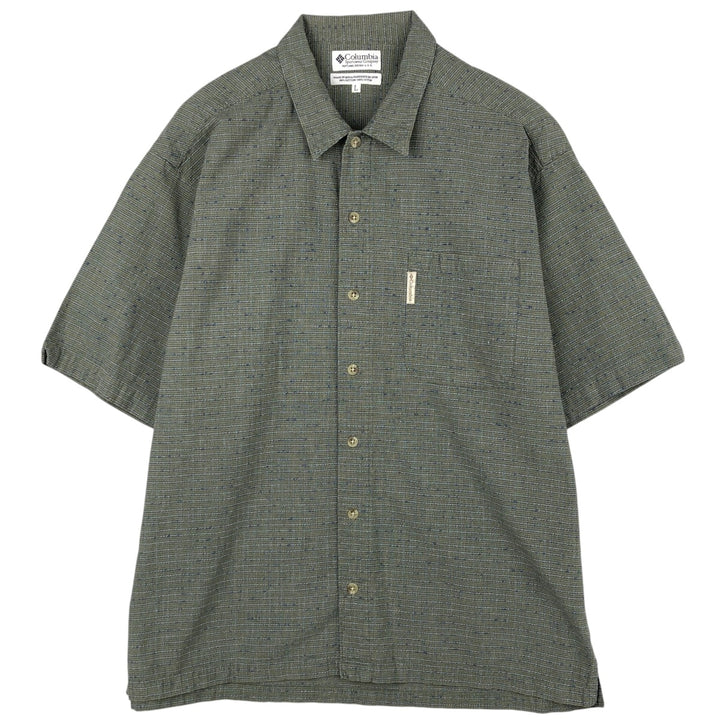 2000'S Columbia Short Sleeve Cotton Check Box Shirt, Men's Size L cotton green type Vintage Second Hand