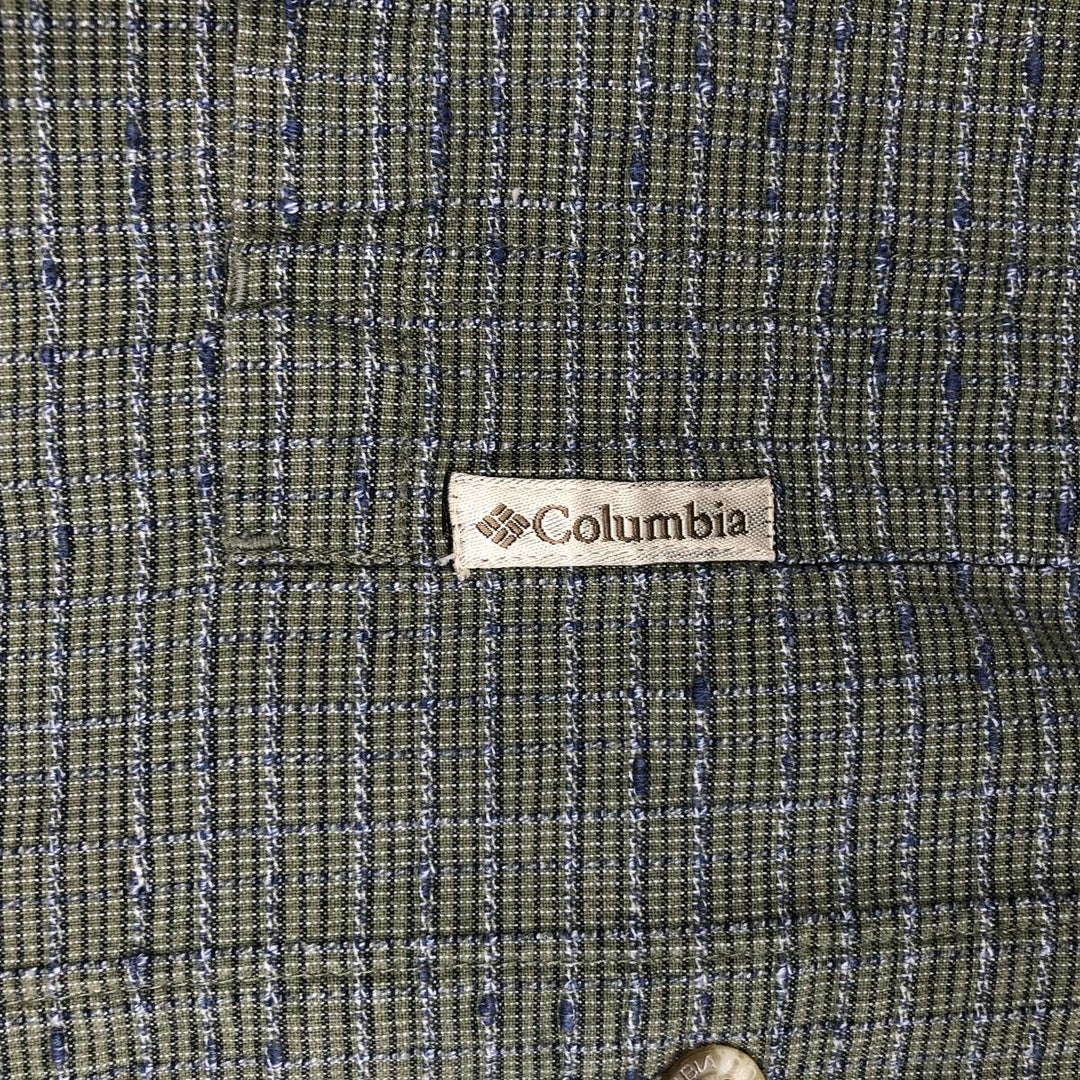 2000'S Columbia Short Sleeve Cotton Check Box Shirt, Men's Size L cotton green type Vintage Second Hand