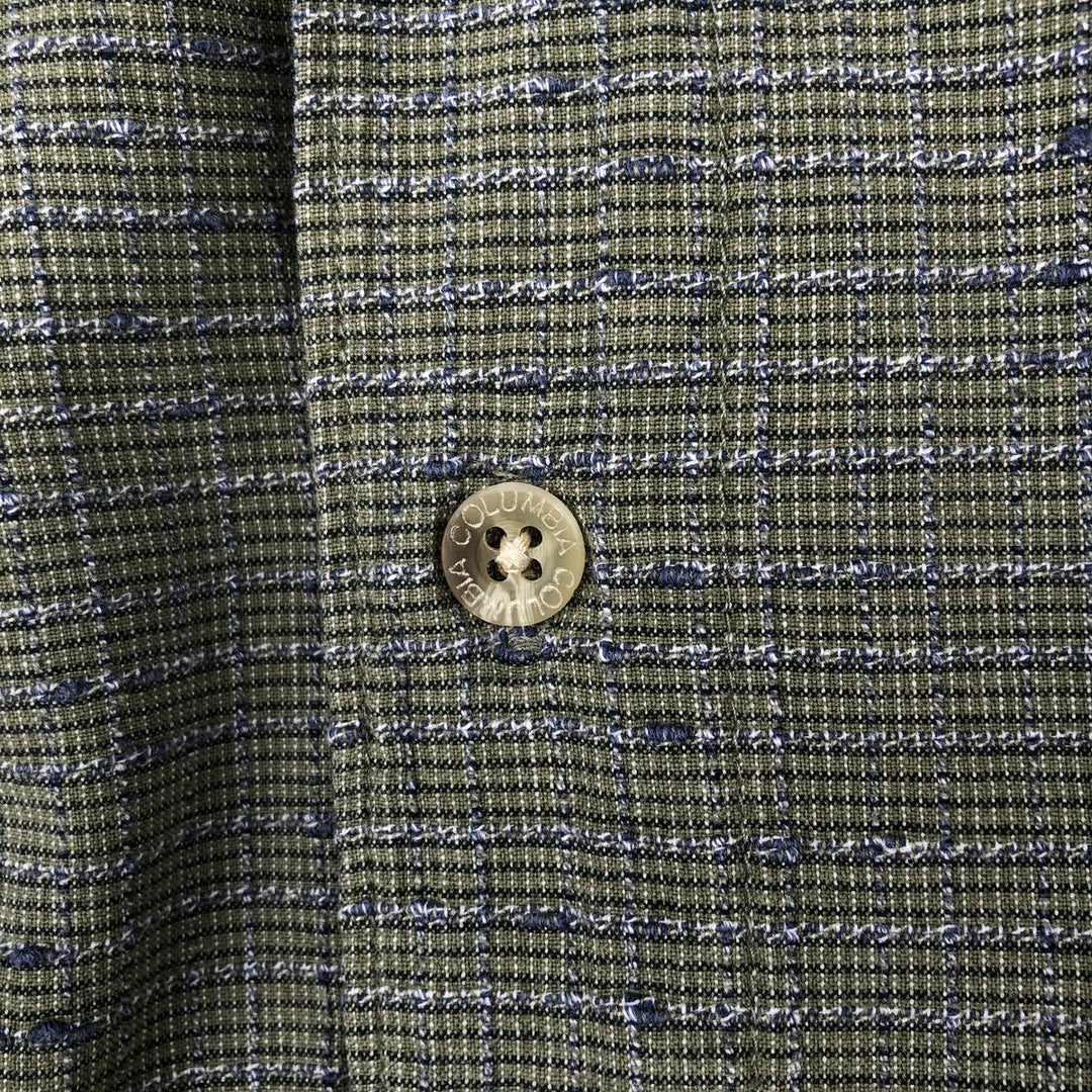 2000'S Columbia Short Sleeve Cotton Check Box Shirt, Men's Size L cotton green type Vintage Second Hand
