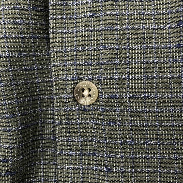 2000'S Columbia Short Sleeve Cotton Check Box Shirt, Men's Size L cotton green type Vintage Second Hand