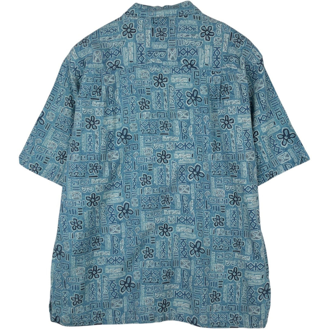 2000'S Columbia all-over floral print short-sleeved cotton shirt, boxy fit, men's size L (approx.) cotton Blue type light blue Vintage Second Hand