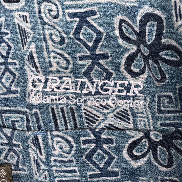 2000'S Columbia all-over floral print short-sleeved cotton shirt, boxy fit, men's size L (approx.) cotton Blue type light blue Vintage Second Hand