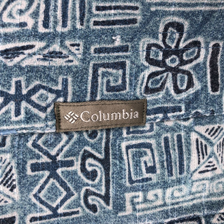2000'S Columbia all-over floral print short-sleeved cotton shirt, boxy fit, men's size L (approx.) cotton Blue type light blue Vintage Second Hand