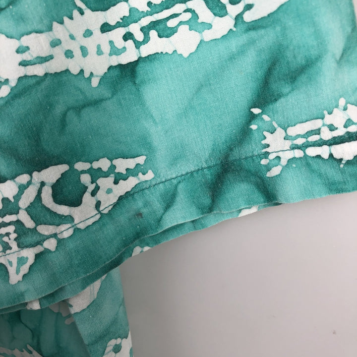 2000'S Columbia Fish Print Box Shirt, Short Sleeve, Open Collar, Cotton Shirt, Men's Size L (approx.) cotton Emerald green Vintage Second Hand