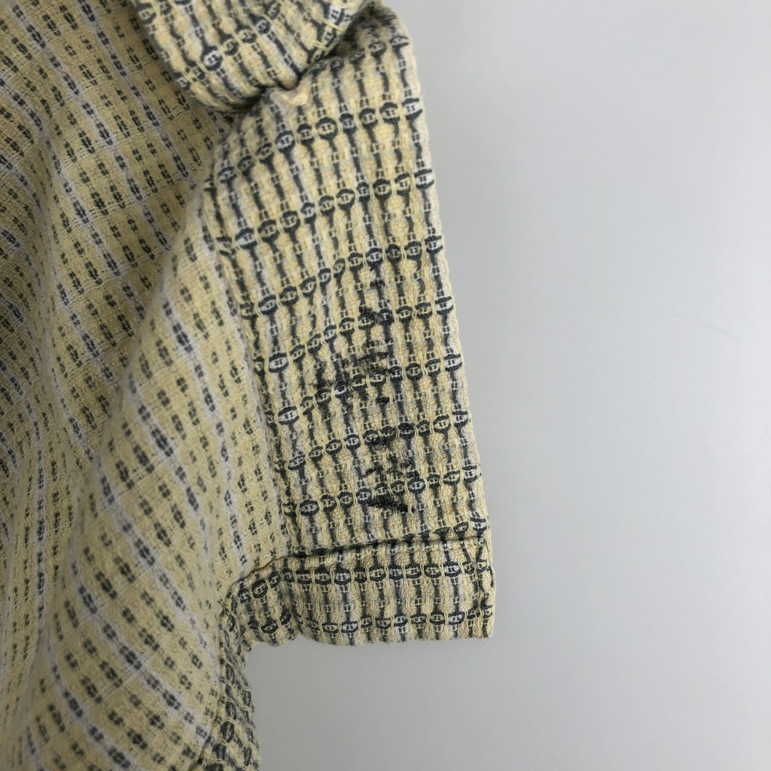 2000'S Columbia all-over print short-sleeved cotton shirt, boxy fit, men's size XL equivalent. cotton ivory Vintage Second Hand