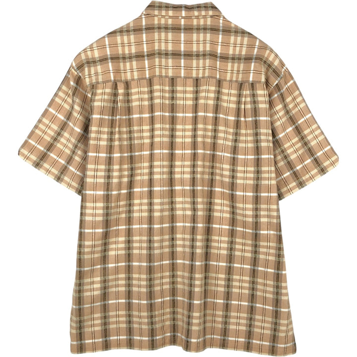 2000'S Columbia Short Sleeve Cotton Check Box Shirt, Men's Size L cotton beige type brown Vintage Second Hand