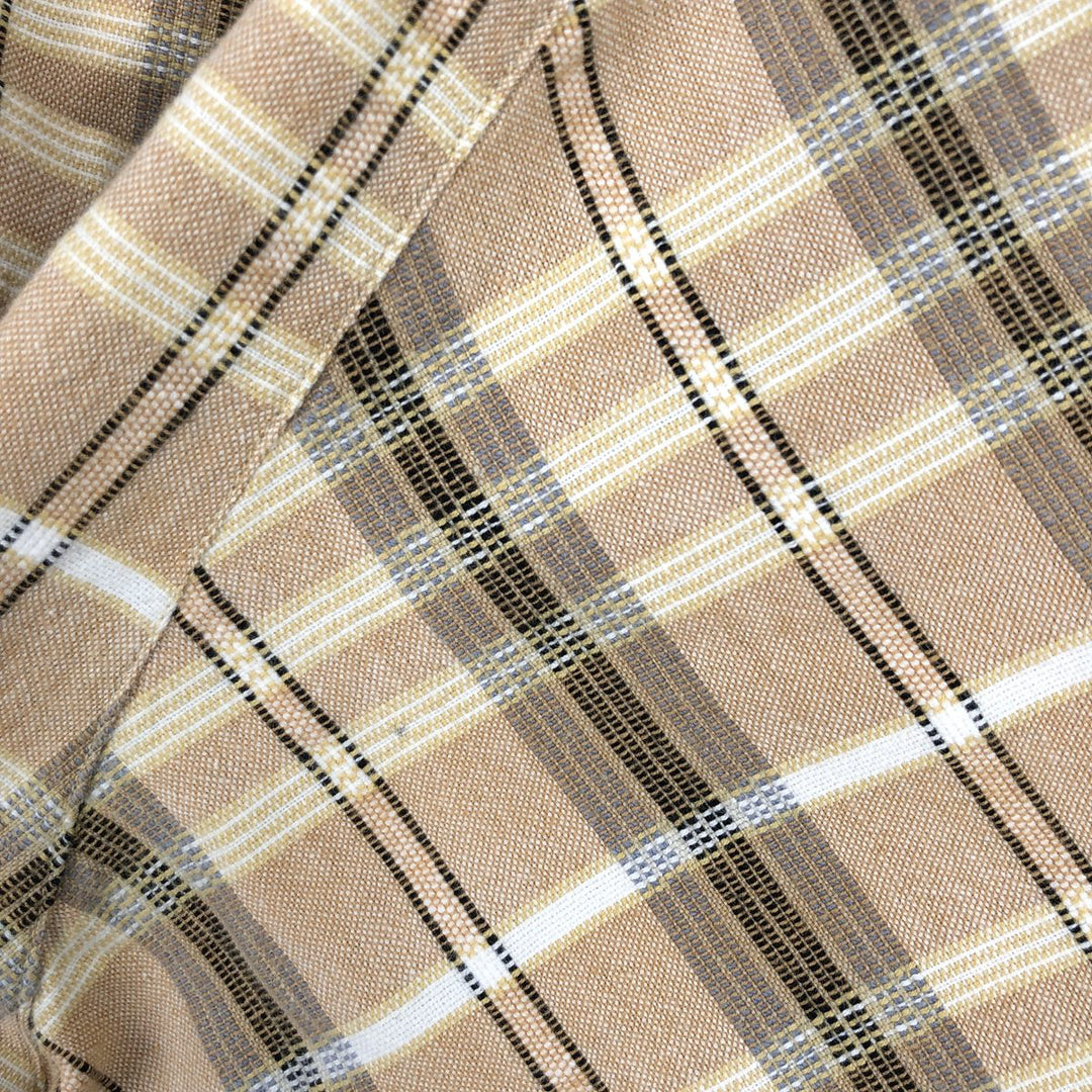 2000'S Columbia Short Sleeve Cotton Check Box Shirt, Men's Size L cotton beige type brown Vintage Second Hand