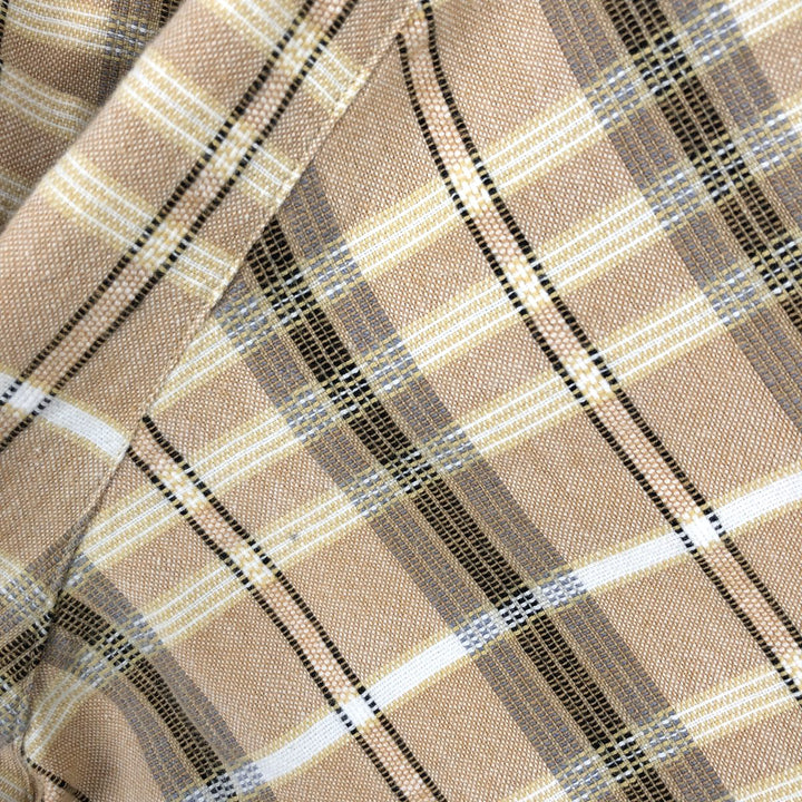 2000'S Columbia Short Sleeve Cotton Check Box Shirt, Men's Size L cotton beige type brown Vintage Second Hand