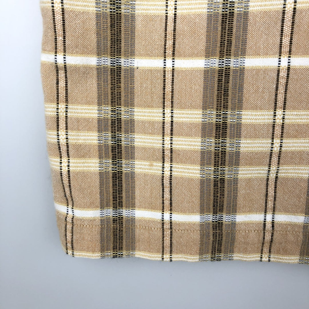 2000'S Columbia Short Sleeve Cotton Check Box Shirt, Men's Size L cotton beige type brown Vintage Second Hand