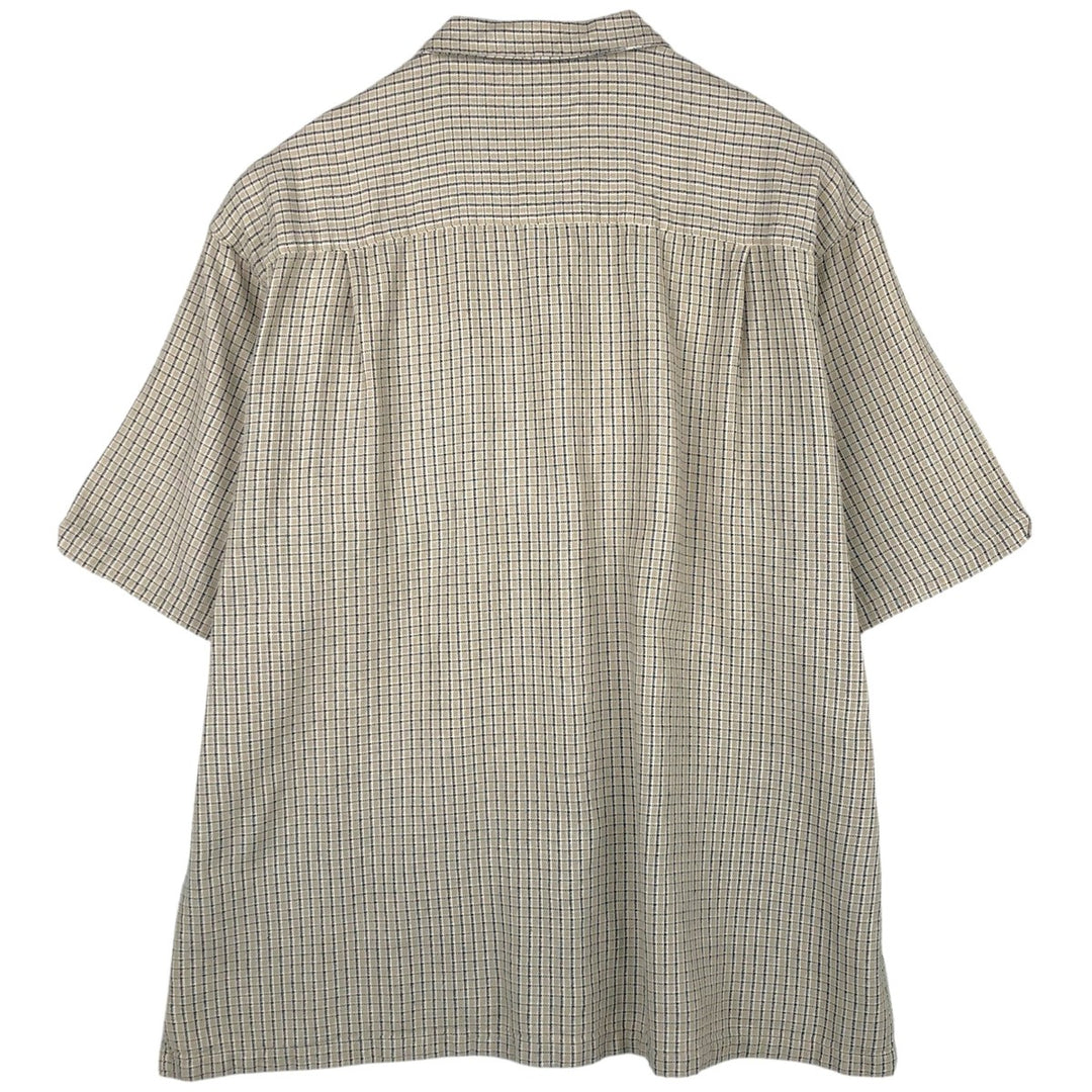 90s-00'S Columbia Short-Sleeve Cotton Check Shirt, Boxy Shirt, Men's XXL Equivalent, Vintage cotton Beige type Vintage Second Hand