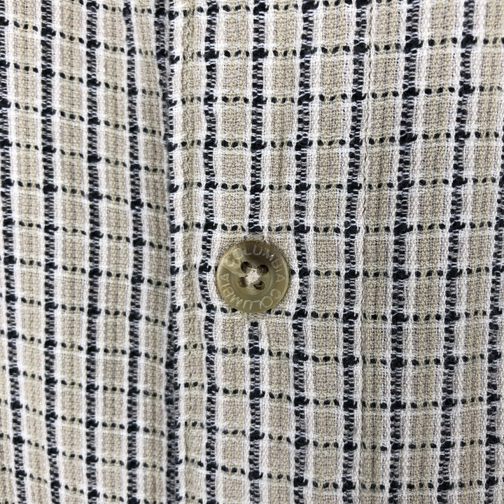 90s-00'S Columbia Short-Sleeve Cotton Check Shirt, Boxy Shirt, Men's XXL Equivalent, Vintage cotton Beige type Vintage Second Hand