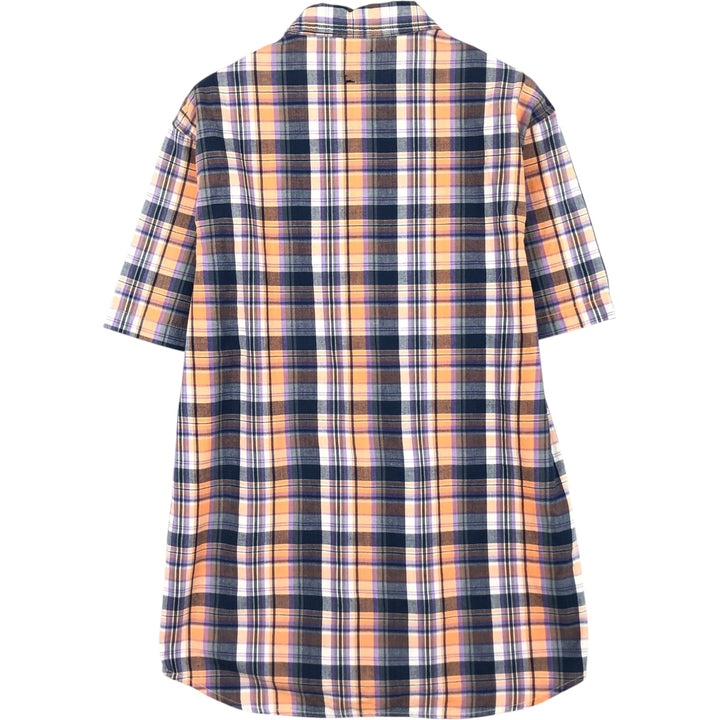Stussy short-sleeved cotton check shirt, men's size L (approx.) cotton navy blue type Vintage Second Hand