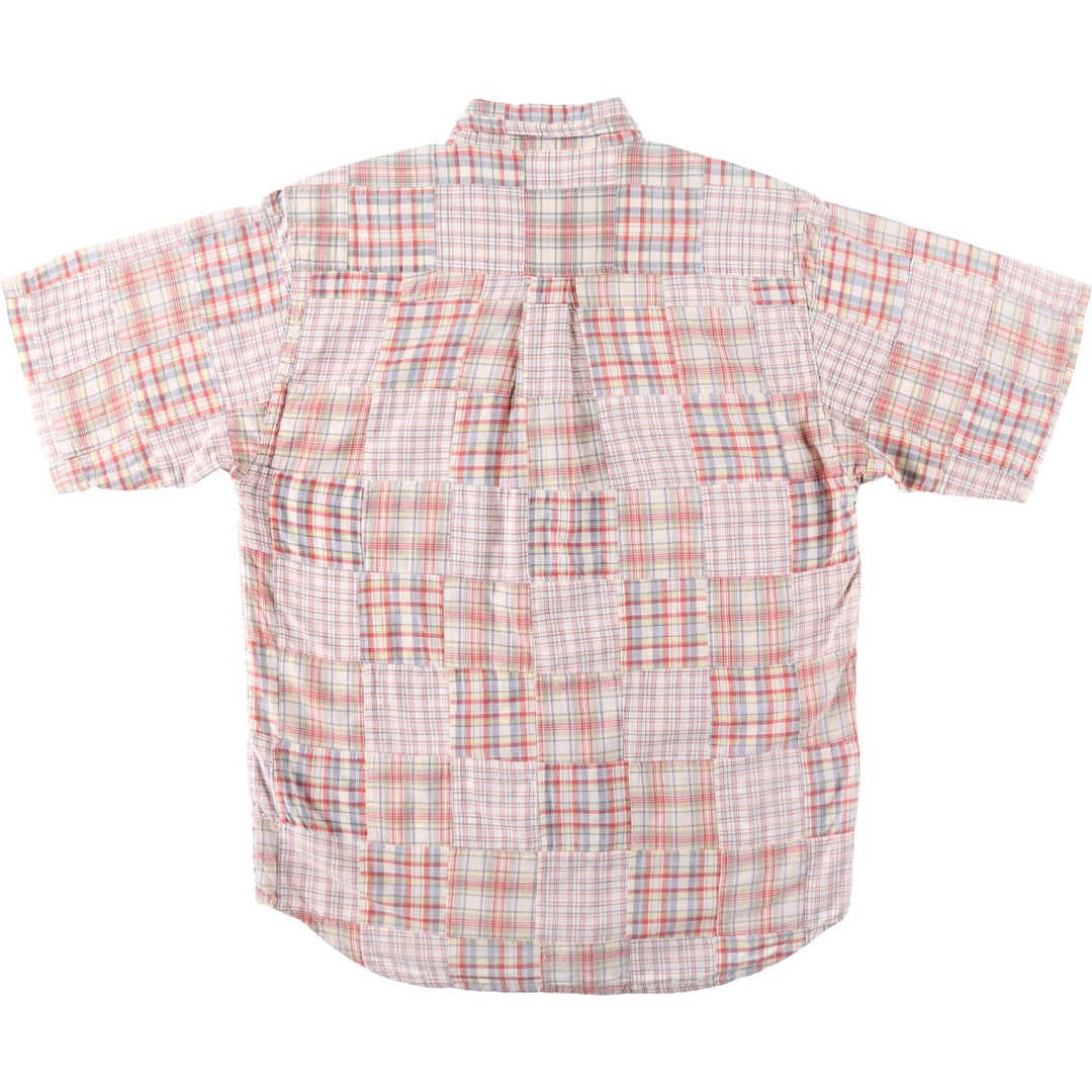 90'S Stussy Old Stussy Navy Tag Patchwork Short-Sleeve Button-Down Check Shirt Men's Size S (approx.) cotton red type Vintage Second Hand
