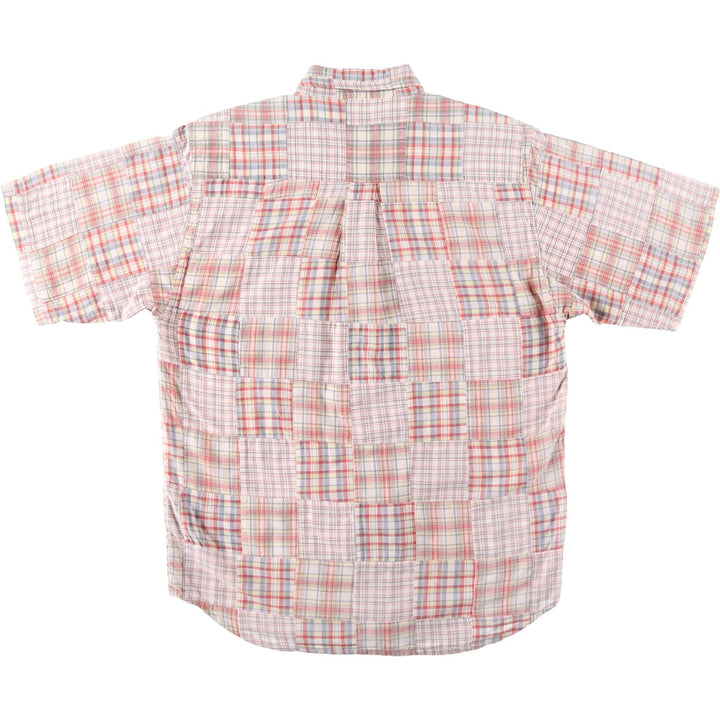 90'S Stussy Old Stussy Navy Tag Patchwork Short-Sleeve Button-Down Check Shirt Men's Size S (approx.) cotton red type Vintage Second Hand