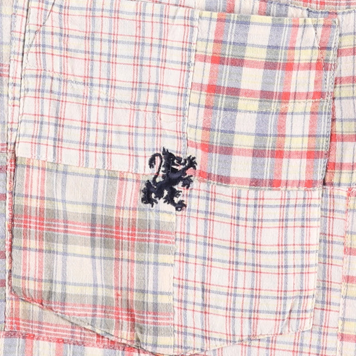 90'S Stussy Old Stussy Navy Tag Patchwork Short-Sleeve Button-Down Check Shirt Men's Size S (approx.) cotton red type Vintage Second Hand