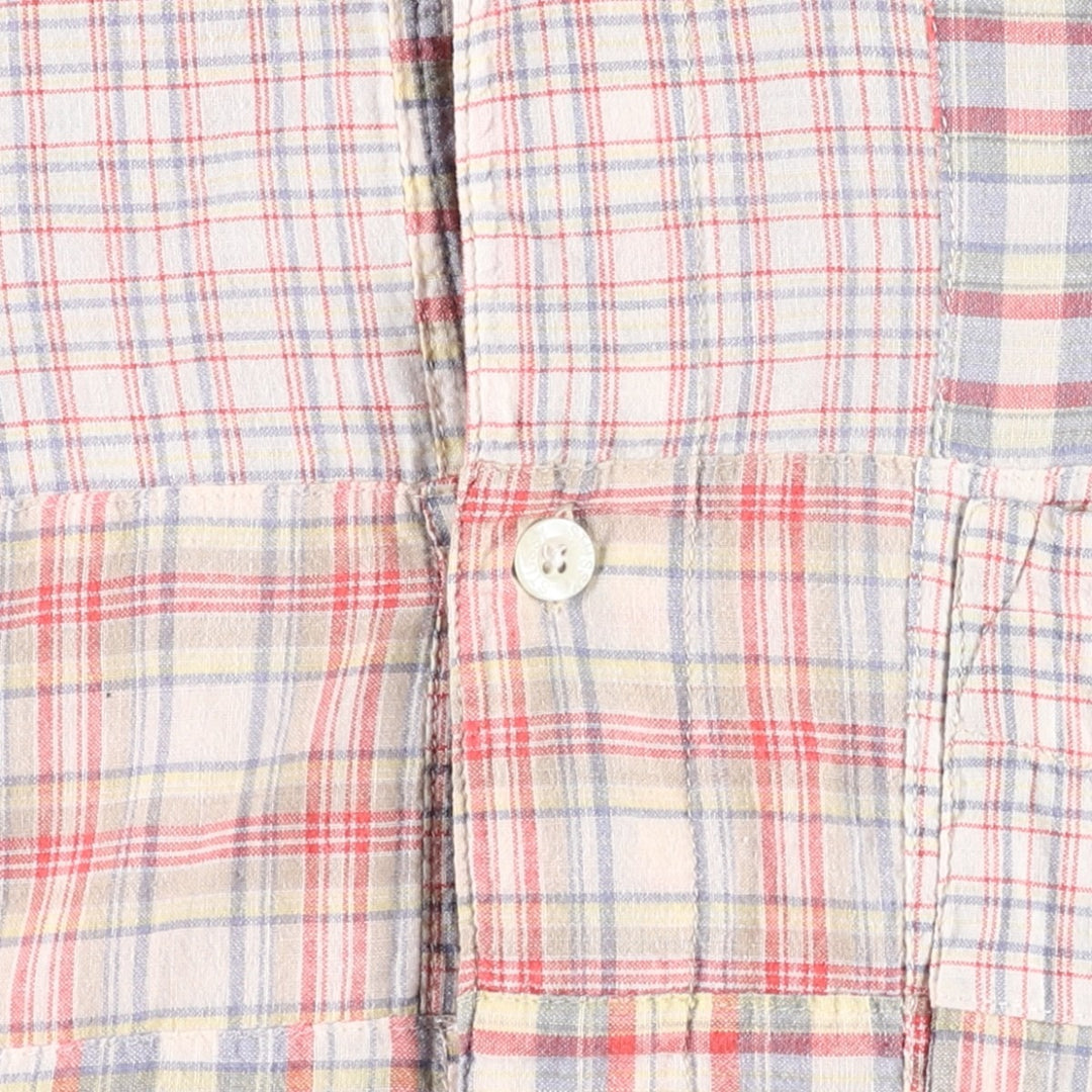 90'S Stussy Old Stussy Navy Tag Patchwork Short-Sleeve Button-Down Check Shirt Men's Size S (approx.) cotton red type Vintage Second Hand