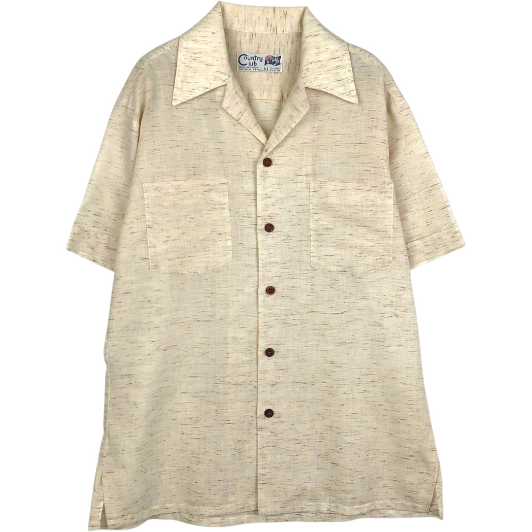Country Club Short-Sleeve Open-Collar Boxy Shirt (Men's Size M) polyester ivory Vintage Second Hand