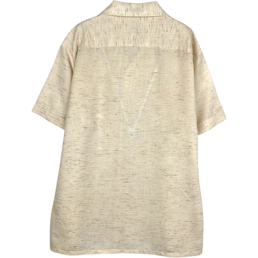 Country Club Short-Sleeve Open-Collar Boxy Shirt (Men's Size M) polyester ivory Vintage Second Hand