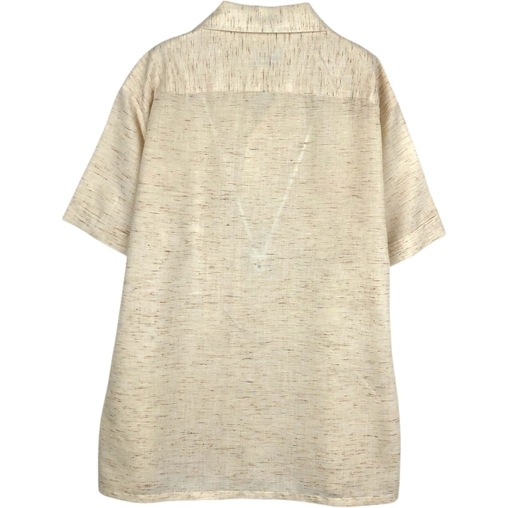Country Club Short-Sleeve Open-Collar Boxy Shirt (Men's Size M) polyester ivory Vintage Second Hand
