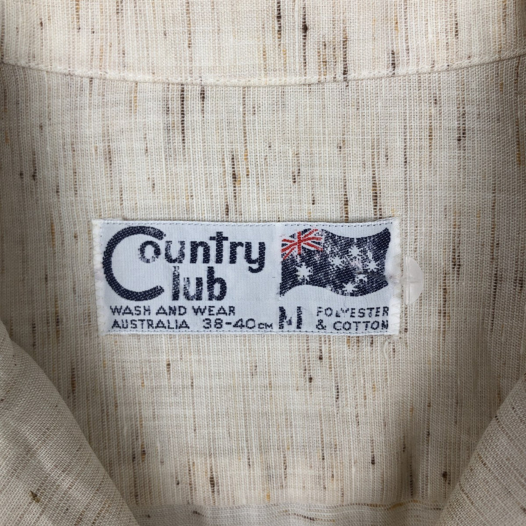 Country Club Short-Sleeve Open-Collar Boxy Shirt (Men's Size M) polyester ivory Vintage Second Hand