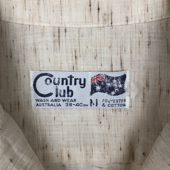Country Club Short-Sleeve Open-Collar Boxy Shirt (Men's Size M) polyester ivory Vintage Second Hand