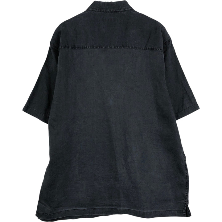 90s-00'S TRUST Short-Sleeve Linen Box Shirt, Men's Size L (Equivalent), Vintage linen gray type Vintage Second Hand