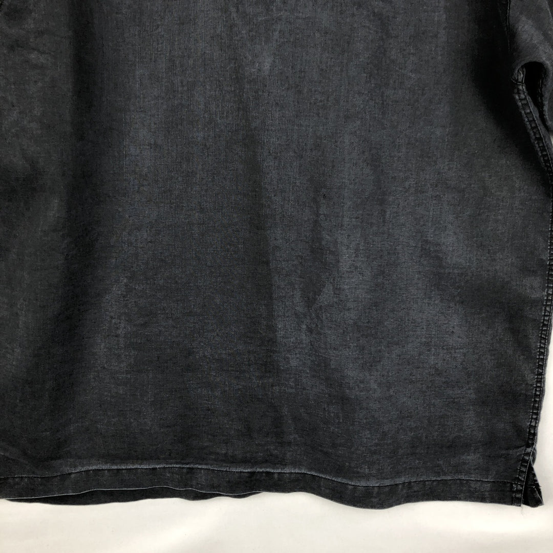90s-00'S TRUST Short-Sleeve Linen Box Shirt, Men's Size L (Equivalent), Vintage linen gray type Vintage Second Hand