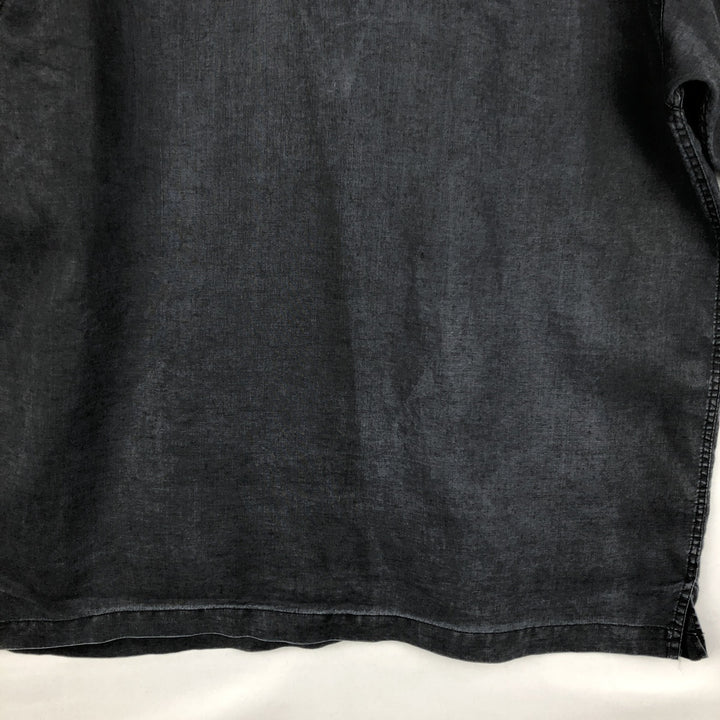 90s-00'S TRUST Short-Sleeve Linen Box Shirt, Men's Size L (Equivalent), Vintage linen gray type Vintage Second Hand