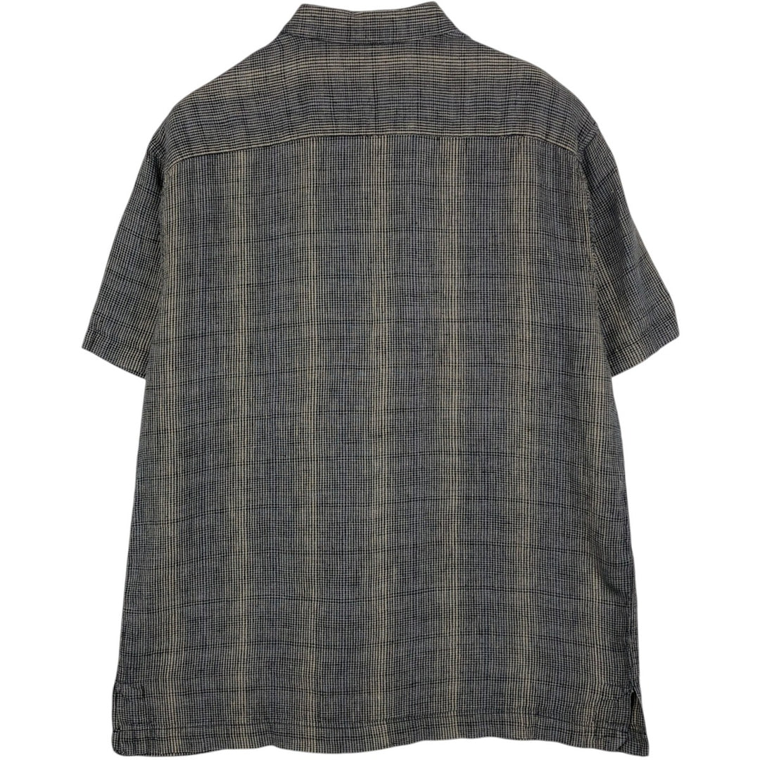 90s-00'S LORD & TAYLOR Check Pattern Short-Sleeve Linen Shirt, Boxy Shirt, Men's Size M (approx.), Vintage linen Charcoal Vintage Second Hand