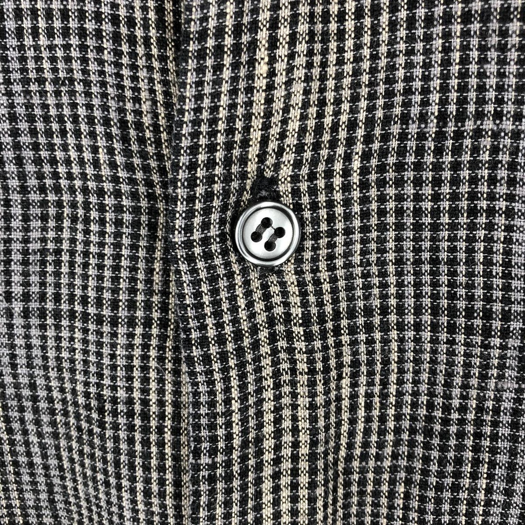 90s-00'S LORD & TAYLOR Check Pattern Short-Sleeve Linen Shirt, Boxy Shirt, Men's Size M (approx.), Vintage linen Charcoal Vintage Second Hand