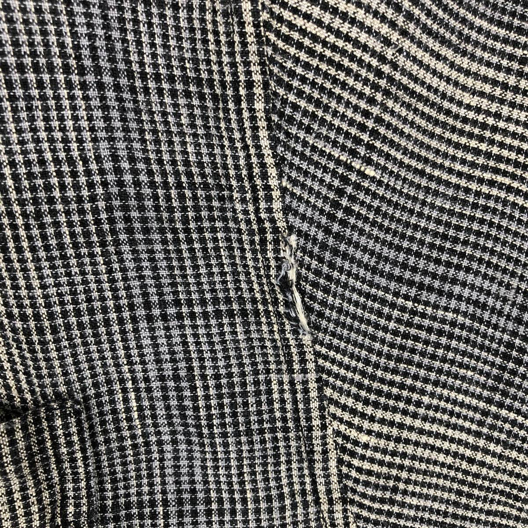 90s-00'S LORD & TAYLOR Check Pattern Short-Sleeve Linen Shirt, Boxy Shirt, Men's Size M (approx.), Vintage linen Charcoal Vintage Second Hand
