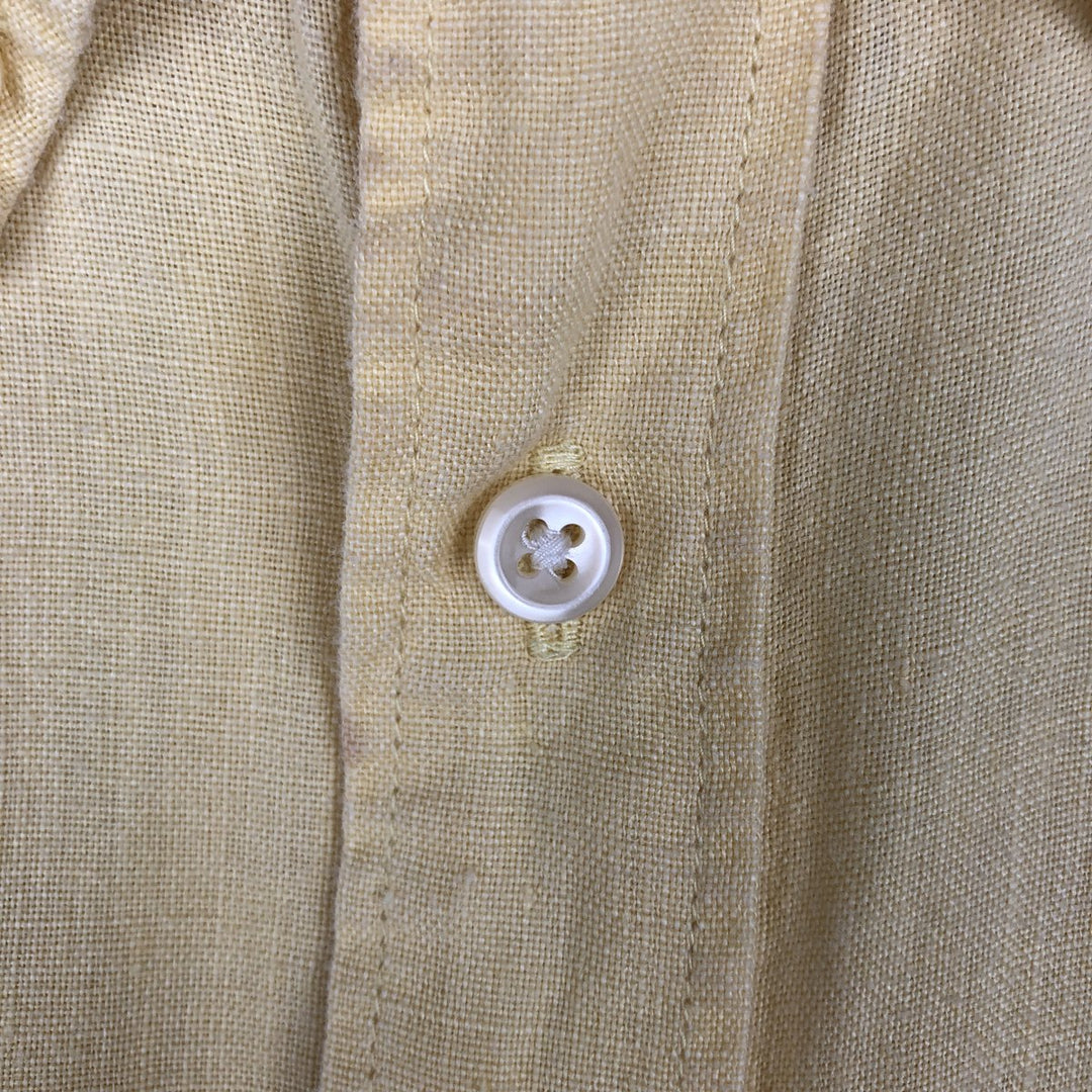 Eddie Bauer short sleeve linen button down shirt, size M for men linen yellow type Vintage Second Hand