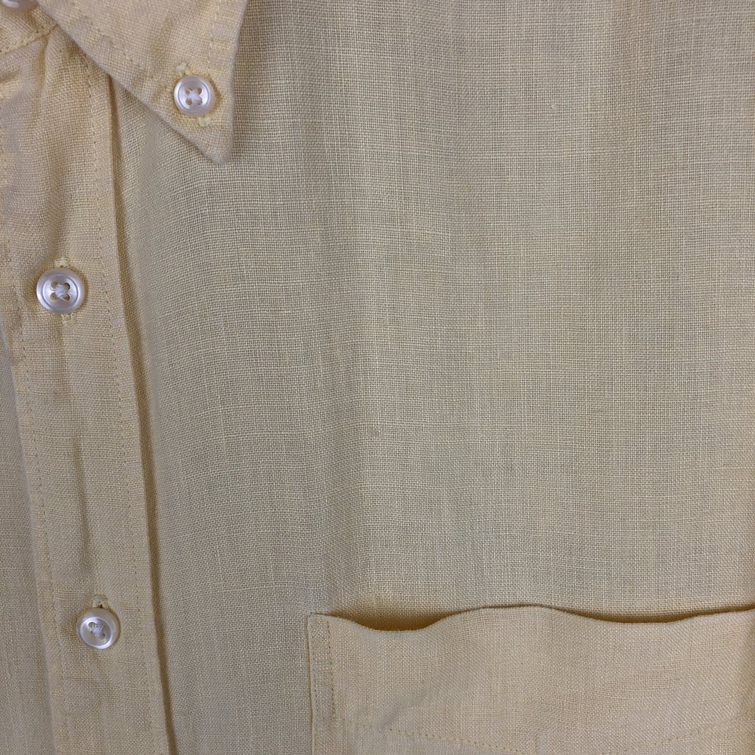 Eddie Bauer short sleeve linen button down shirt, size M for men linen yellow type Vintage Second Hand