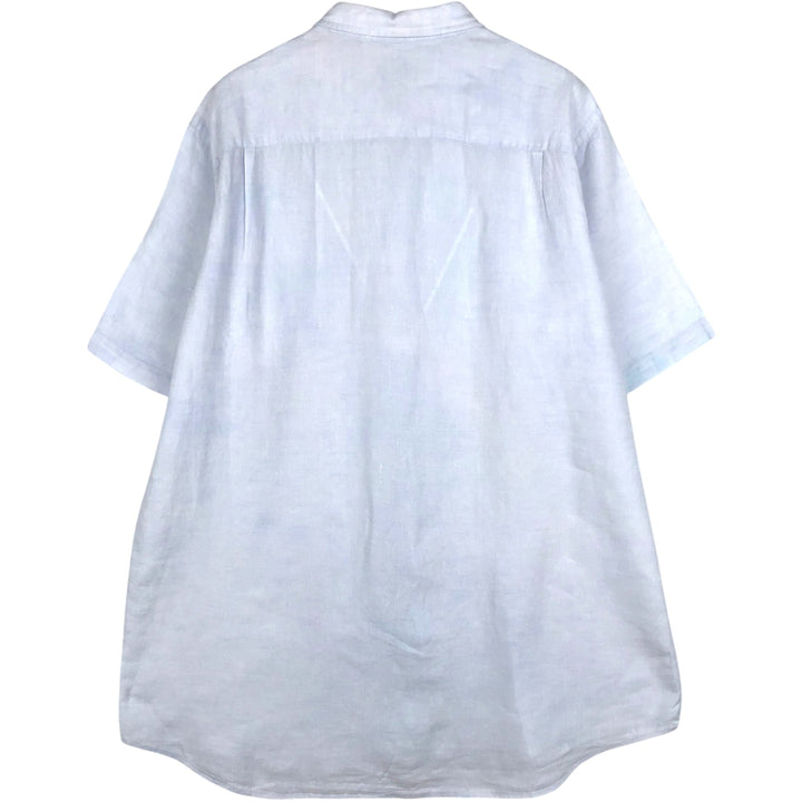 90s-00'S L.L.Bean Short-Sleeve Linen Button-Down Shirt, Men's Size L (Equivalent), Vintage linen white type Vintage Second Hand