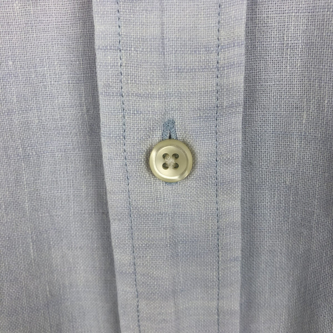 90s-00'S L.L.Bean Short-Sleeve Linen Button-Down Shirt, Men's Size L (Equivalent), Vintage linen white type Vintage Second Hand