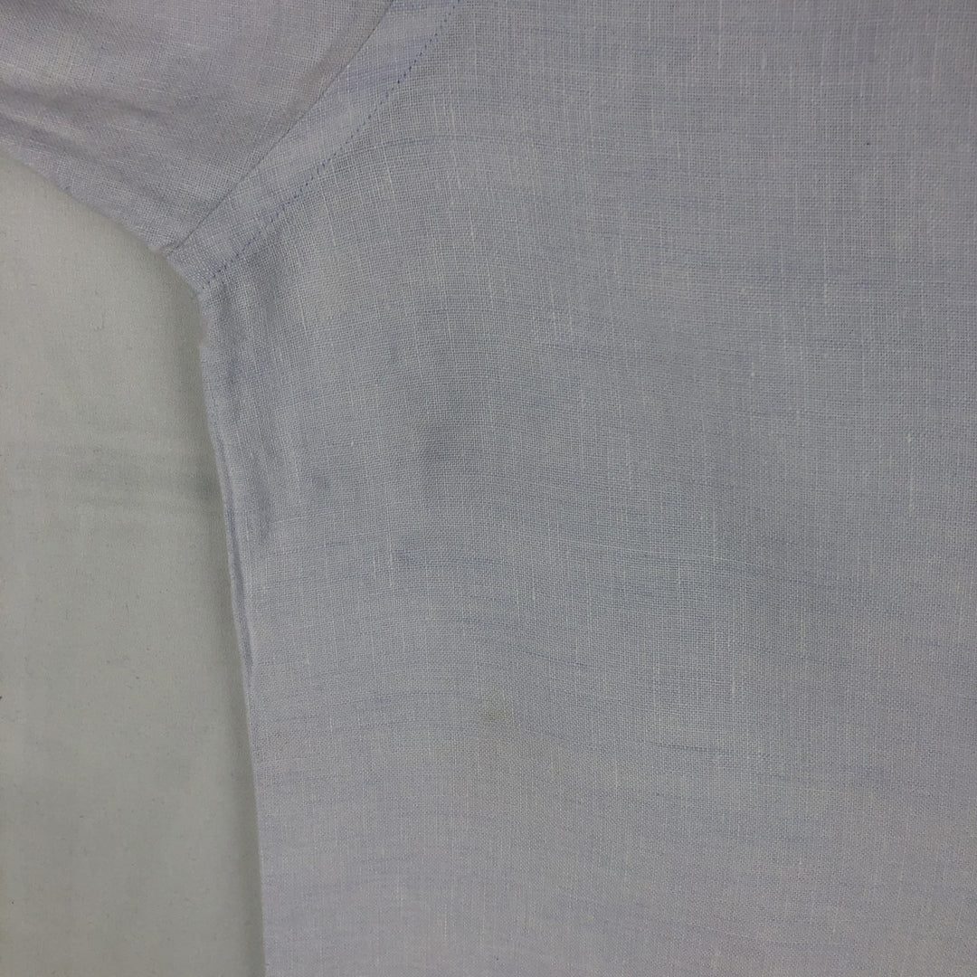 90s-00'S L.L.Bean Short-Sleeve Linen Button-Down Shirt, Men's Size L (Equivalent), Vintage linen white type Vintage Second Hand