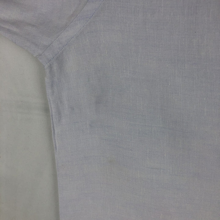 90s-00'S L.L.Bean Short-Sleeve Linen Button-Down Shirt, Men's Size L (Equivalent), Vintage linen white type Vintage Second Hand
