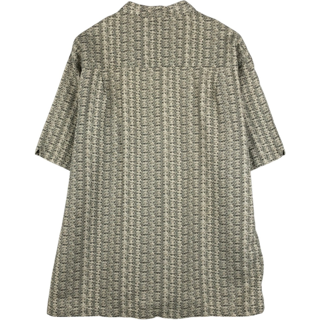 2000'S Columbia all-over print short-sleeved cotton x ramie box shirt, men's size XL equivalent. Lamy Khaki type Vintage Second Hand