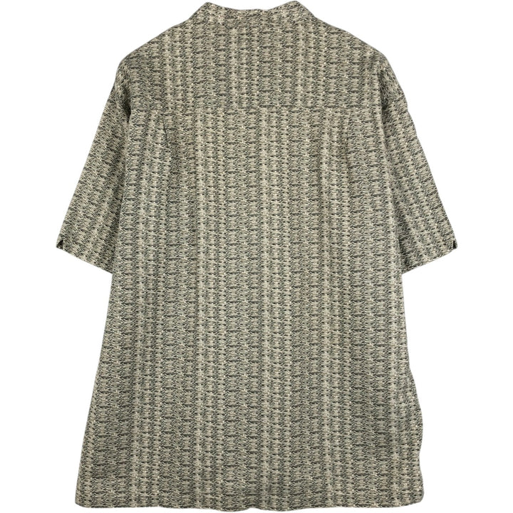 2000'S Columbia all-over print short-sleeved cotton x ramie box shirt, men's size XL equivalent. Lamy Khaki type Vintage Second Hand