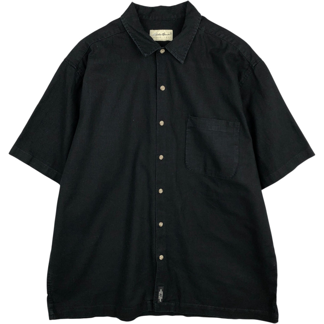 Eddie Bauer Short-Sleeve Box Shirt, Men's Size XL (approx.) unclear black type Vintage Second Hand