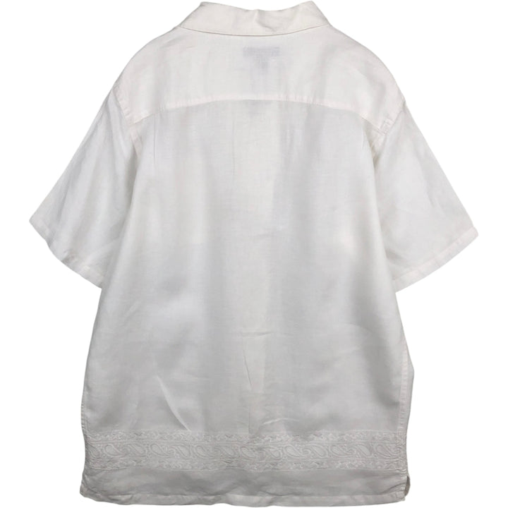Banana Republic Linen Short-Sleeve Open-Collar Box Shirt (Men's Size S) linen white type Vintage Second Hand