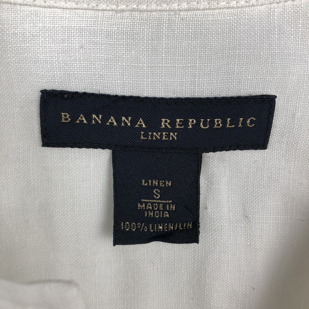 Banana Republic Linen Short-Sleeve Open-Collar Box Shirt (Men's Size S) linen white type Vintage Second Hand
