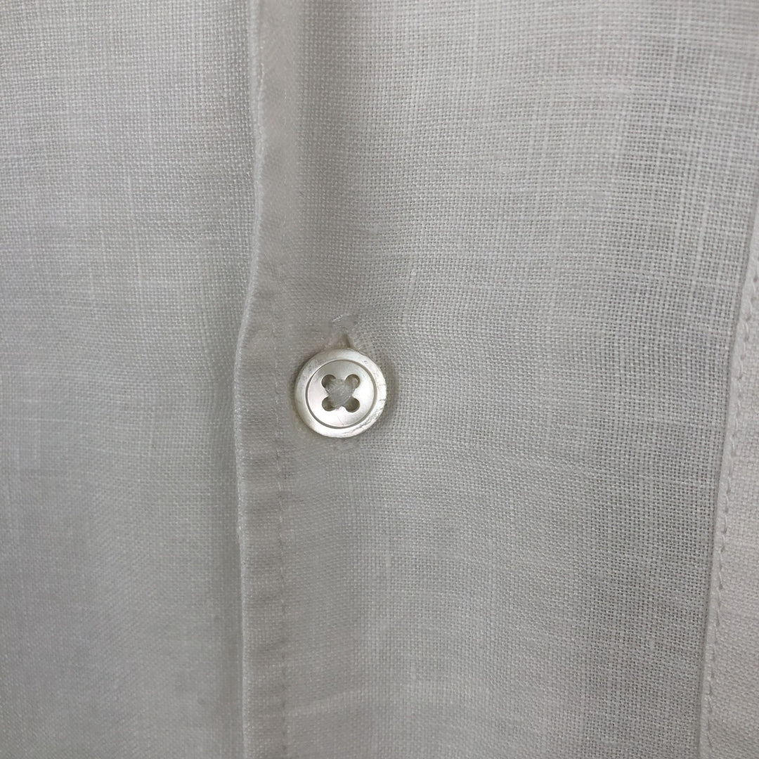 Banana Republic Linen Short-Sleeve Open-Collar Box Shirt (Men's Size S) linen white type Vintage Second Hand