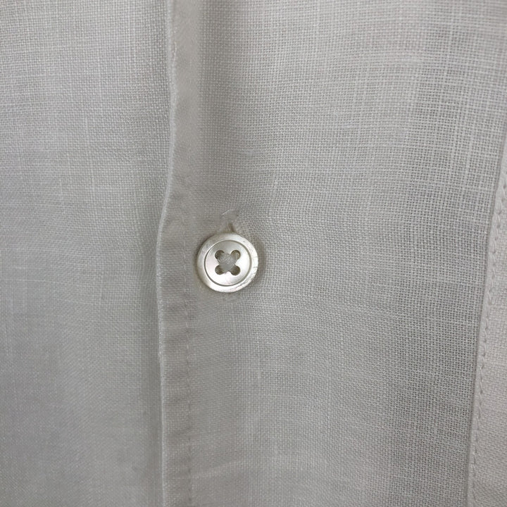 Banana Republic Linen Short-Sleeve Open-Collar Box Shirt (Men's Size S) linen white type Vintage Second Hand