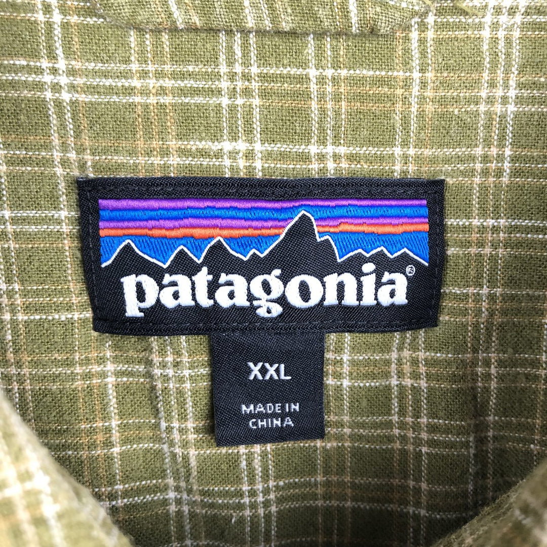 Patagonia 53139SP21 Backstep Shirt, Check Pattern, Short Sleeve, Organic Cotton x Hemp Shirt, Boxy Shirt Hemp green type yellow green Vintage Second Hand