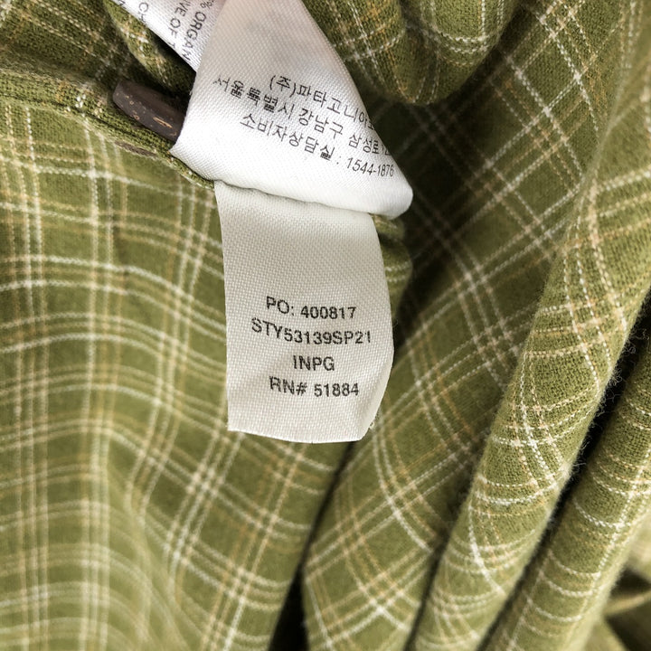 Patagonia 53139SP21 Backstep Shirt, Check Pattern, Short Sleeve, Organic Cotton x Hemp Shirt, Boxy Shirt Hemp green type yellow green Vintage Second Hand